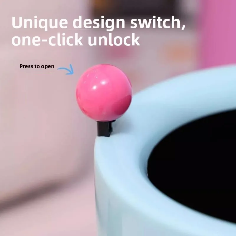 

Cute Style Home Use Trash Can 2025 New Design High Aesthetic Value Paper Basket Dopamine Adorable Trend for Household Cleanin...