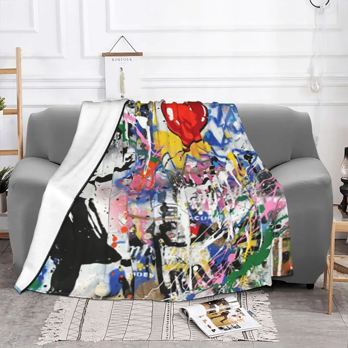 Banksy Graffiti Art Brainwash Blankets Flannel Decoration Painting Portable Soft Throw Blanket for Sofa Travel Plush Thin Quilt