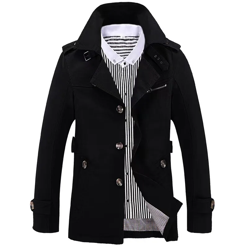 Coupe-vent d'affaires pour hommes veste longue coupe-vent en pur coton décontracté 2025 printemps été automne hiver mode costume street wear