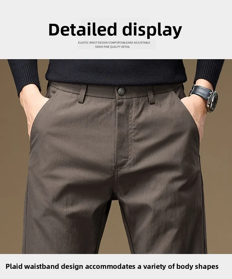 Herren Business-Hose, Gerade Passform, Baumwolle, Lässige Hose, Modische Herrenhose mit Elastischem Bund, Dehnbar, für Frühling und Herbst, Vielseitige Arbeitshose – Detail 21