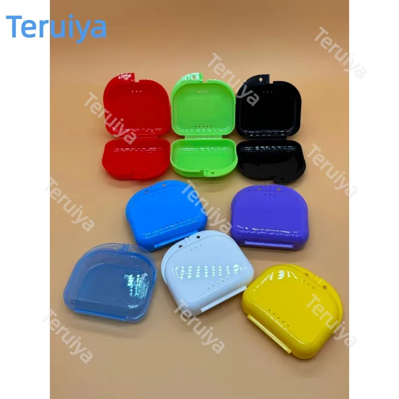 Dental Retainer Storage Box 50Pcs, Orthodontic Case With Vent Holes, Plastic Mouth Guard Aligner Container, 12 Colors Optional