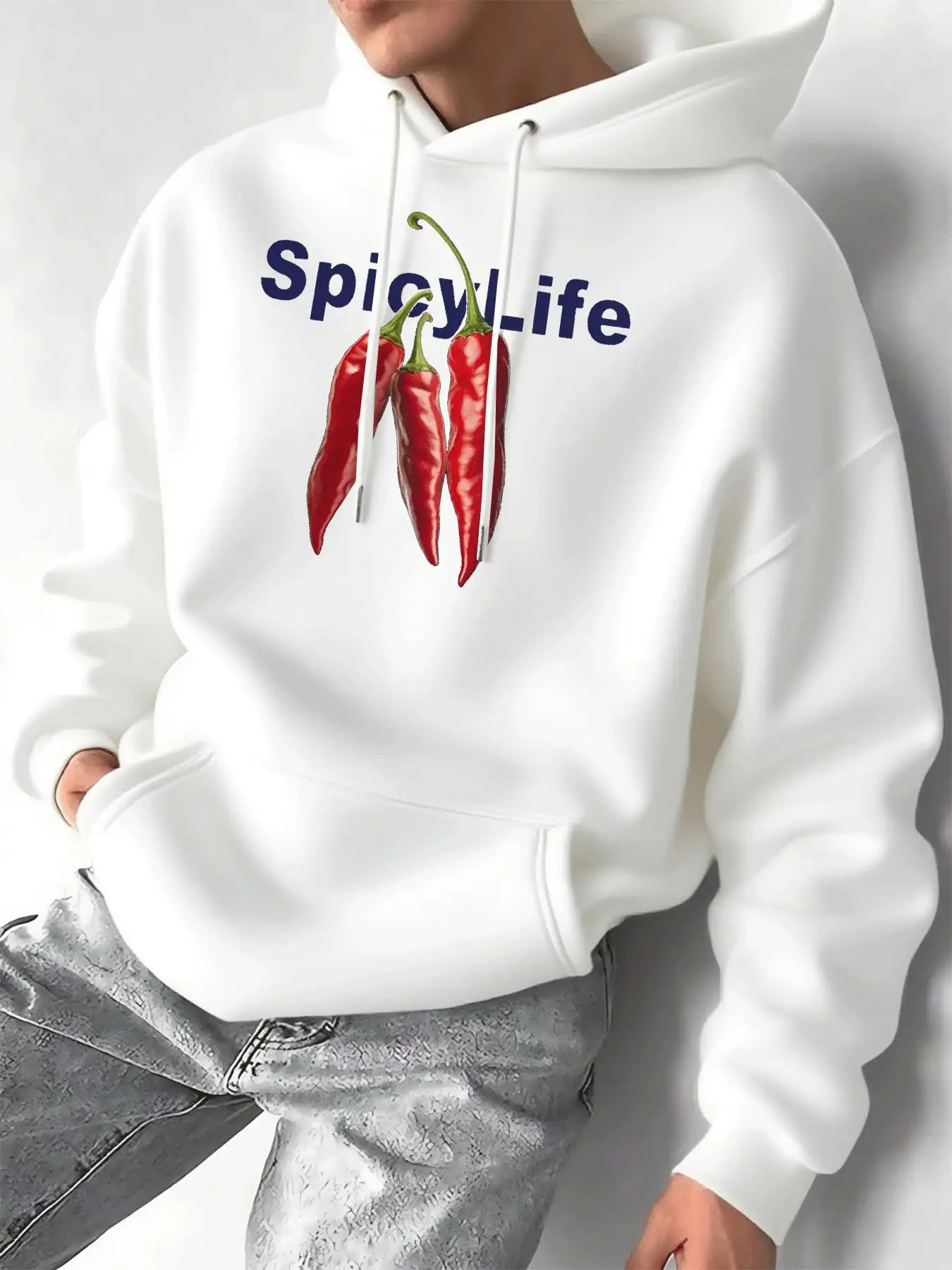 

Men's Cozy Pullover Hoodie With Spicy Chili Peppers Graphic Stylish Casual Sweatshirt For Everyday Wear,Soft And Comfortable