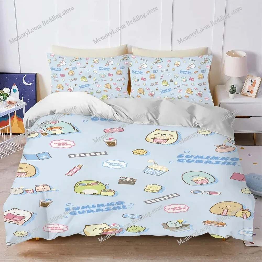 Cartoon S-Sumikko Cute G-Gurashis Duvet Cover Set Bedding Soft Laundry Cotton Bed Four Seasons Student Dormitory Luxury Gift029