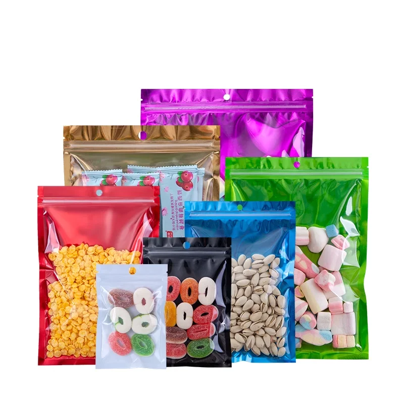 100pcs Colorful Aluminum Foil Ziplock Bags Matte Bags Suitable for Small Products Sealed Packaging Bags with Customized Logo
