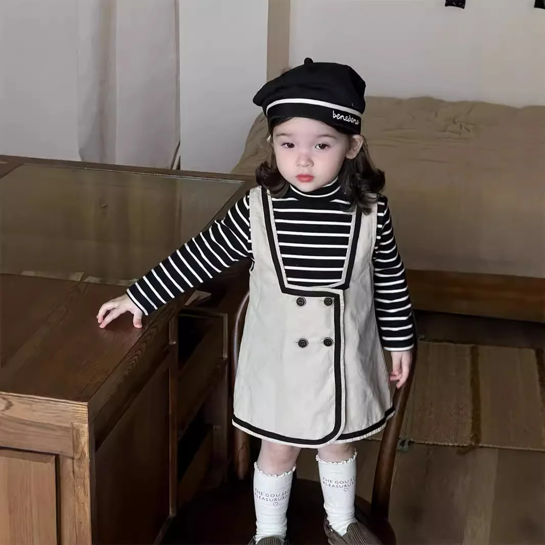 Robe en velours côtelé monochrome pour bébé fille, vêtements décontractés pour tout-petits, mode mignonne, nouveau, automne 2025