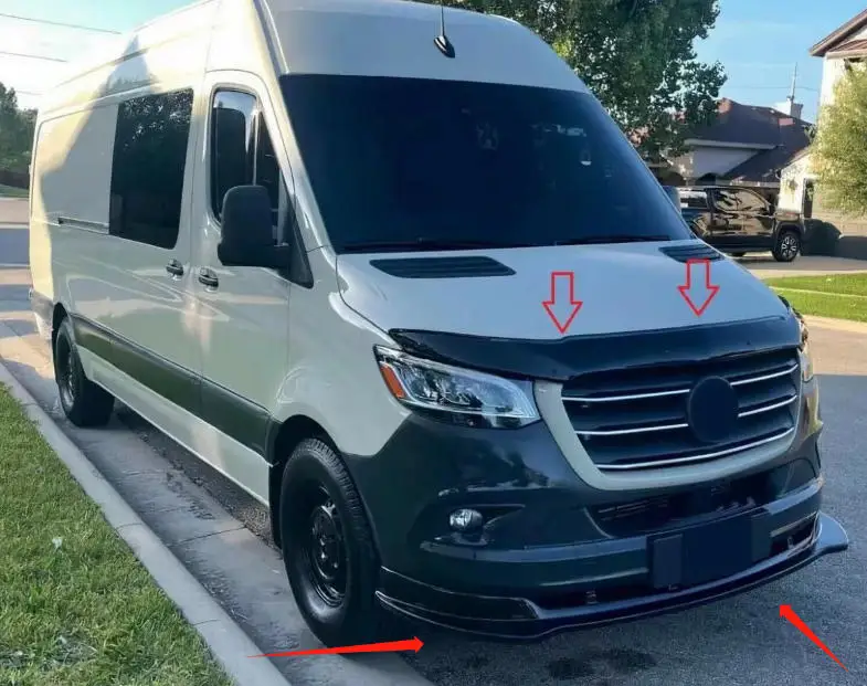 メルセデス・ベンツ スプリンター W907 2018-2025用 フロントバンパースプリッターリップ フードデフレクターガードシールドプロテクター ボディキット エクステリア