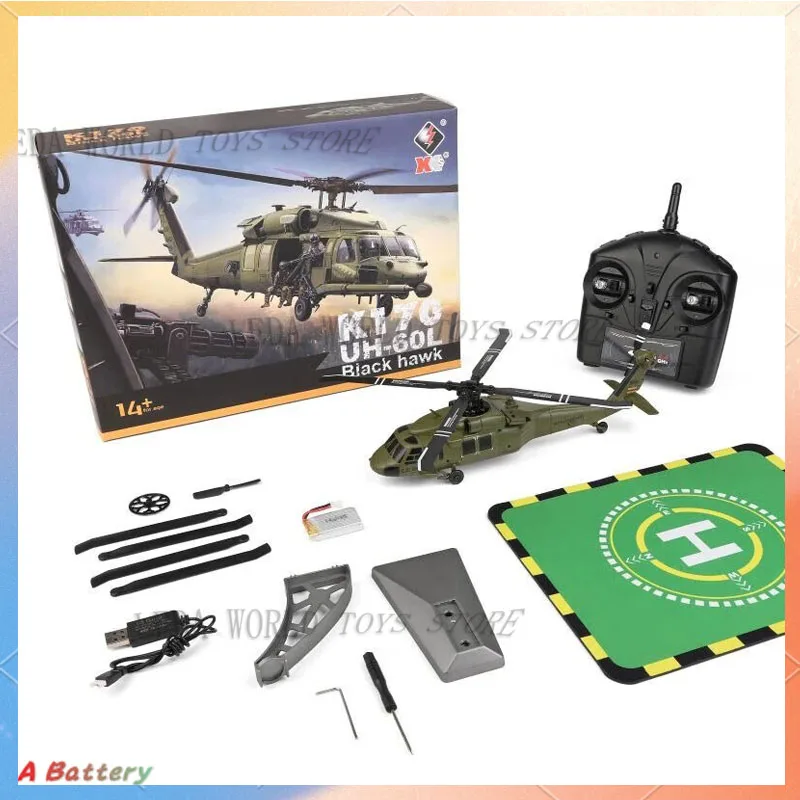 2025 New Weili Remote Control Helicopter K170 Black Hawk Uh-60l Four-Way Four-Blade Brushless Aileron Model Toy Gift