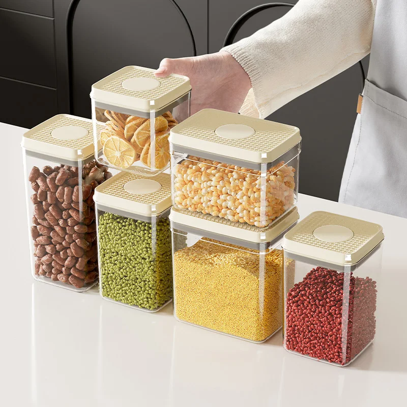 UFORU  Kitchen press-type vacuum sealed jar Food-grade moisture-proof grain storage box Plastic storage jar for snacks