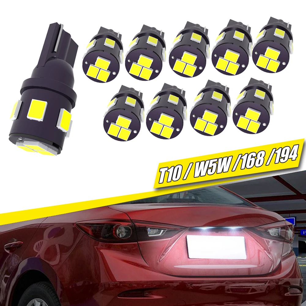 10x T10 W5W 168 194 LED Interior Parking Position Light Canbus for Citroen C3 C4 C5 Seat Leon MK2 Mitsubishi Lancer Jeep Renegad
