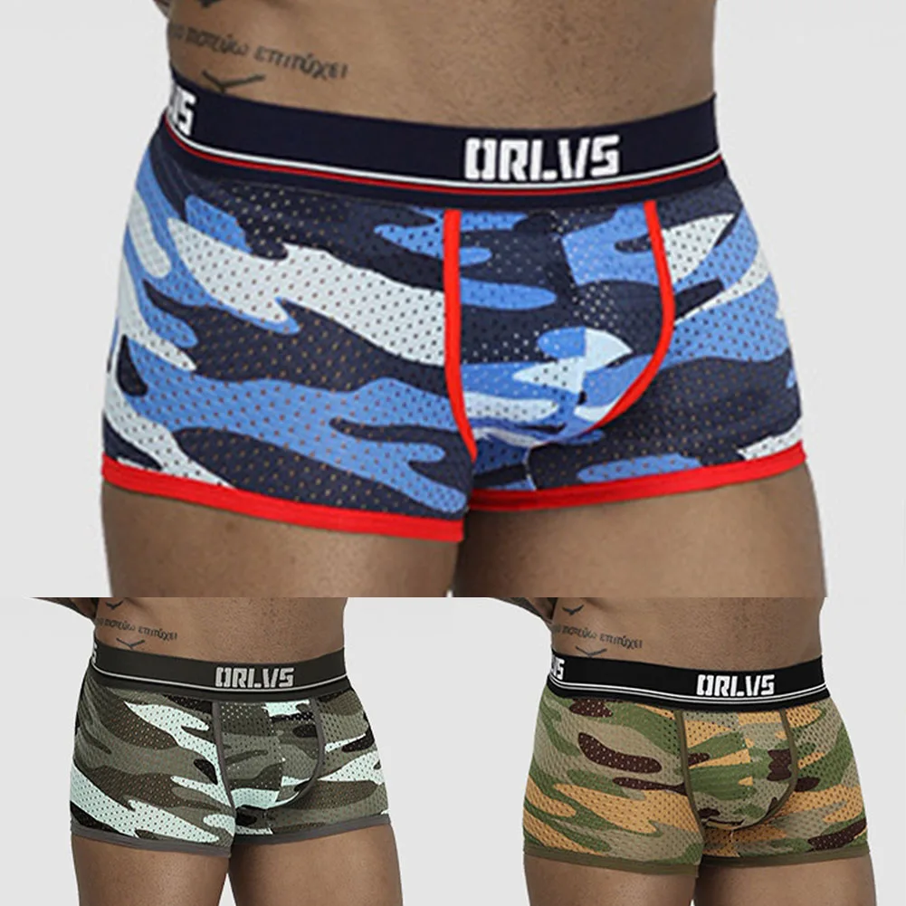 

Sexy Mens Camouflage Shorts U Convex Pouch Underwear Briefs Gay All Seasons Shorts Sleep Bottoms Male Swimming Trunks