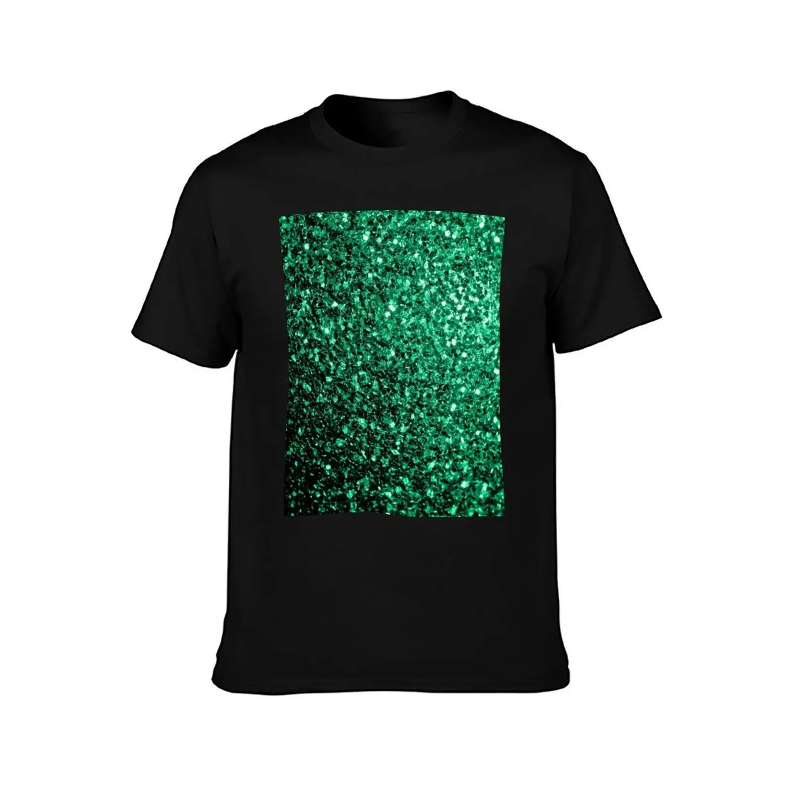 Emerald Green faux glitter sparkles (Photo of Glitter - Not Reflective) T-Shirt, Summer Casual Cotton Tee, Vintage Graphic Print