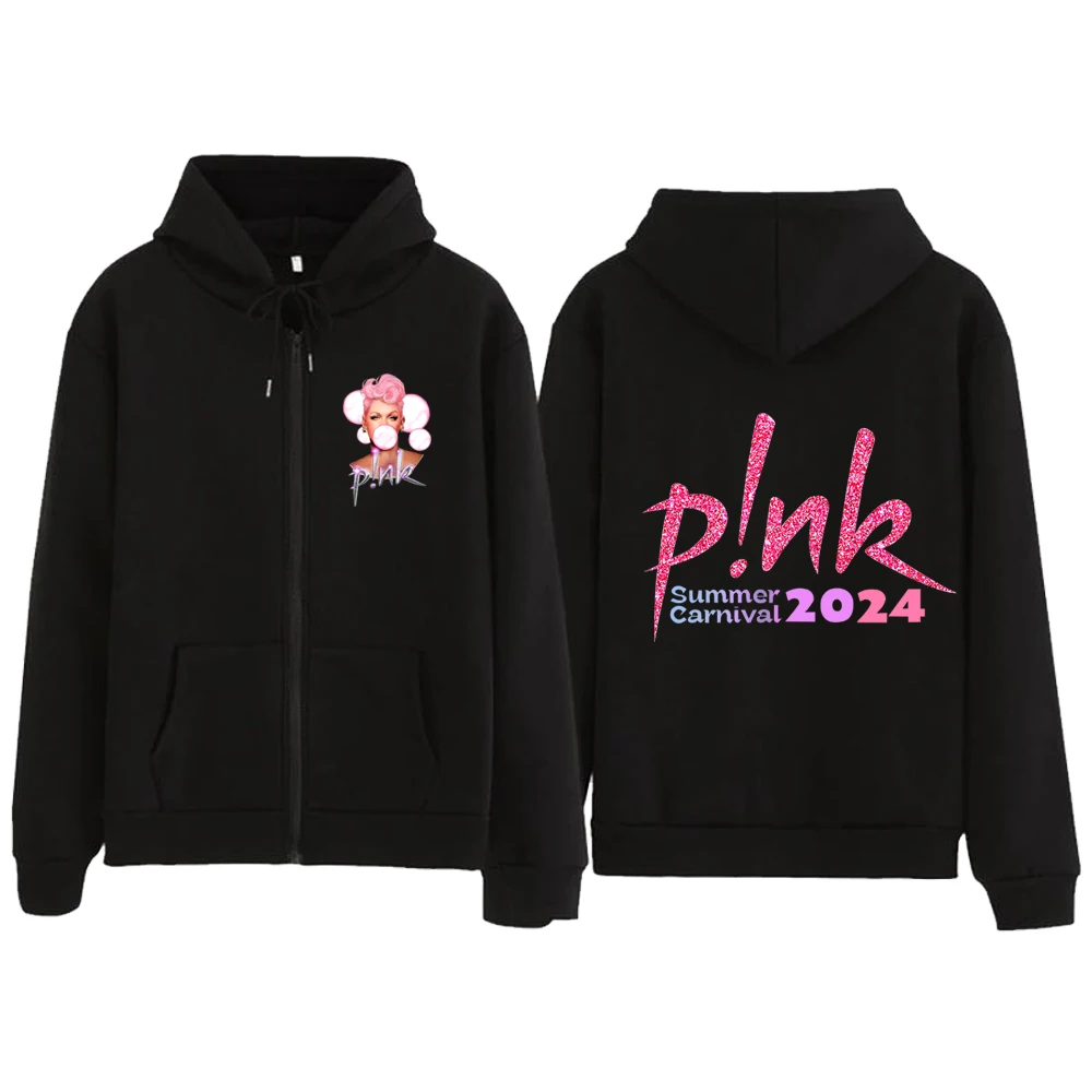 SUMMER CARNIVAL P!nk Music Singer Tour 2024 Hoodie Hot Jacket  Zip Up Hoodie Sweatshirts Y2K Coat Gift