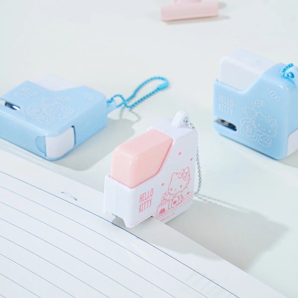 Genuine Hello Kitty Cartoon Mini Stapler Sanrio Kt Cat Portable Handy Small Staplers For Notebook Homework & Paper Binding Gifts