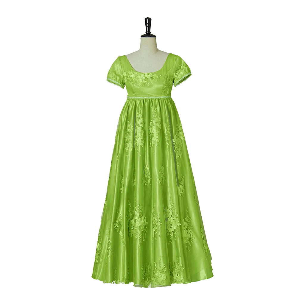 Disfraz de Penelope Featherington para mujer, vestido verde de la era de la regencia con cintura alta, vestido de fiesta de té de Jane Austen, disfraz de Halloween