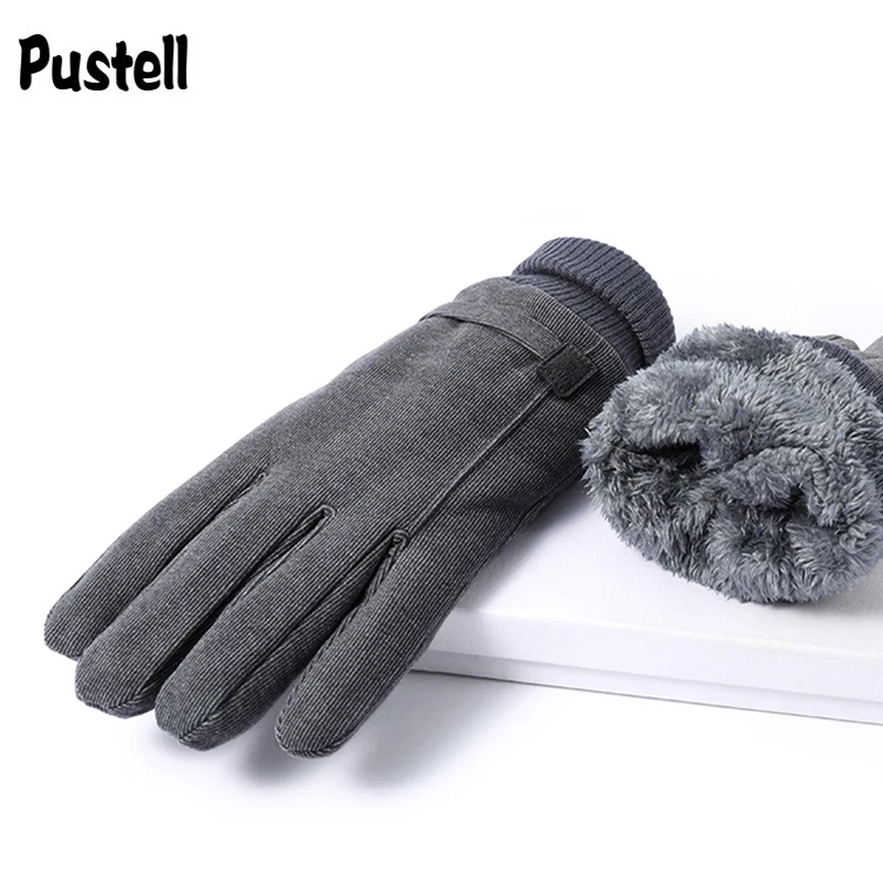 

Winter Men Gloves Touch Screen Windproof Anti Slip Plush Inside Keep Warm Outdoor Cycling Driving Male Gloves