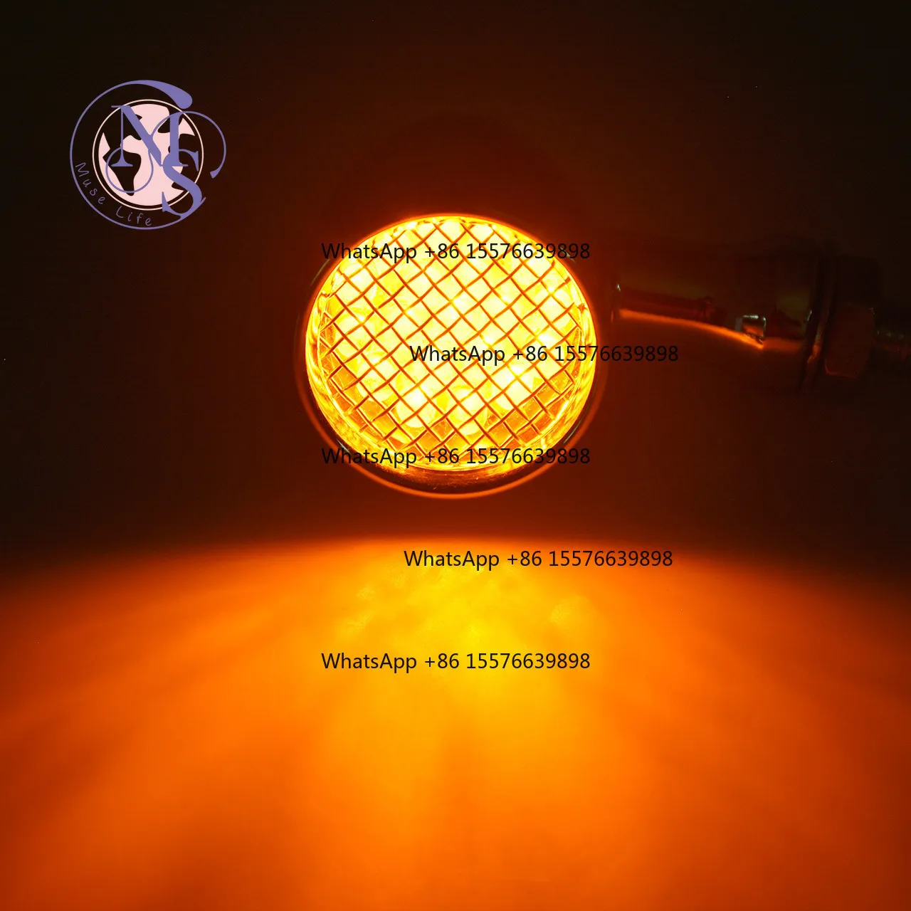 Vintage Mesh Bullet LED Turn Signal Light, Motorcycle Retro Indicator Modification Lamp