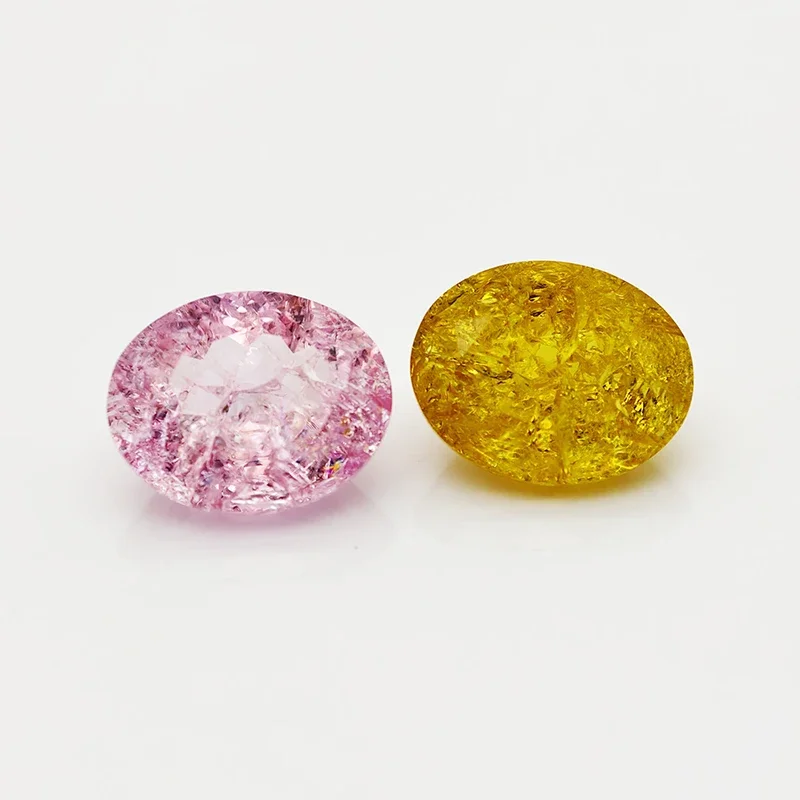 ألوان جديدة قطع بيضاوية متصدعة قطع الجليد أحجار اكسيد الالمونيوم أحجار كريمة مفكوكة لصنع المجوهرات