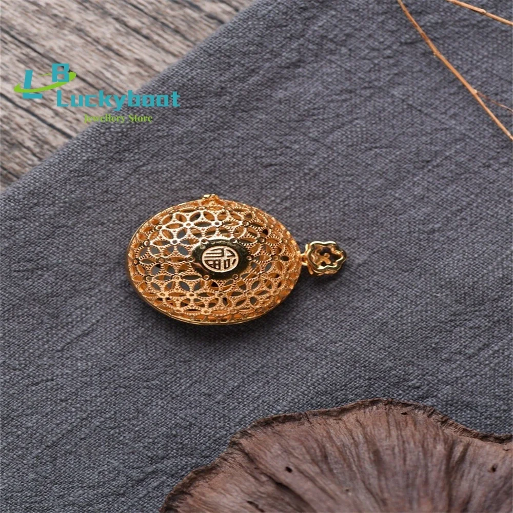 S925 الفضة مطلية بالذهب الجوف الكيس قلادة بالجملة المرأة أزياء فينيكس الفاوانيا Hetian اليشم قلادة #3