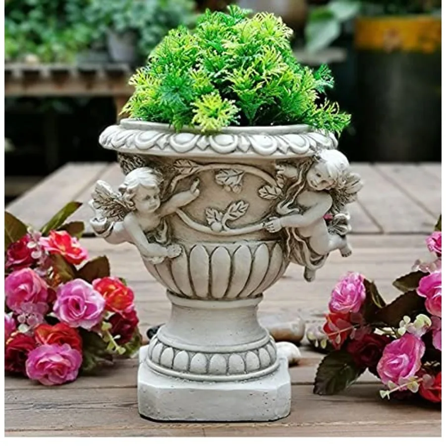 

Кашпо Cherub Angel: Цветочные горшки Cherub с дренажным отверстием для всех комнатных растений, декора для патио и сада, полирезин, 8.46 дюймов (высота)
