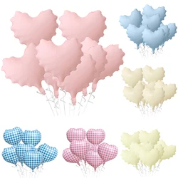 10pcs Pink wave Heart Foil Balloons Blue Pink Grid Pattern Heart Foil Balloon for Wedding Baby Shower Birthday Party Decoration