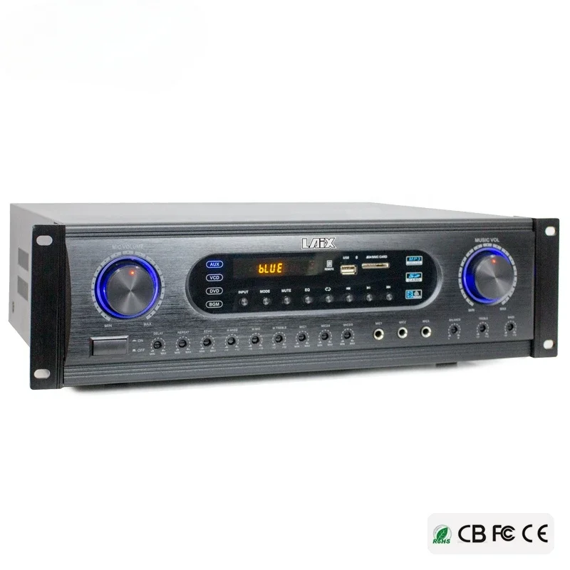 Laix LX-390 200W Professional Broadcast  Amplifier 8 Ohm 2 Channels Background Music Stereo Amplifier with USB Port