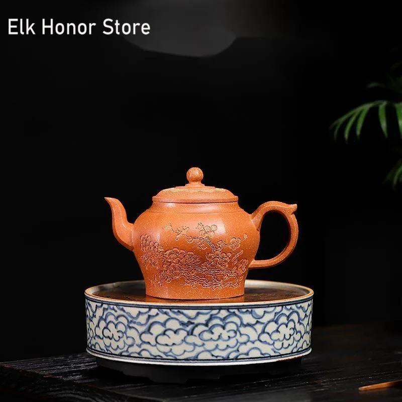 

310ml High-end Yixing Raw Ore Purple Clay Teapots Famous Handmade Plum Blossom Lamppot Tea Pot Kettle Chinese Zisha Tea Set