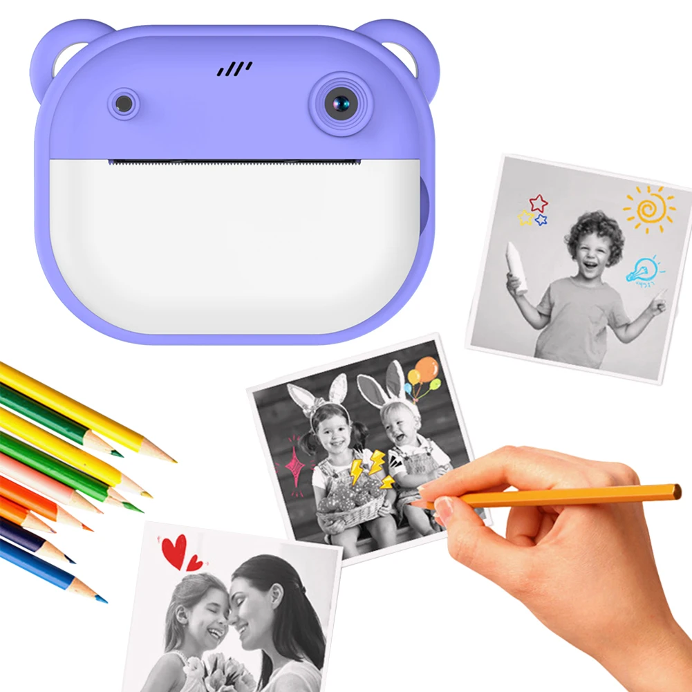 Kids Mini Instant Print Camera 2.0Inch IPS Screen Child Camera 24MP HD 1080P Video Selfie Video Camera Gift for Birthday/Holiday