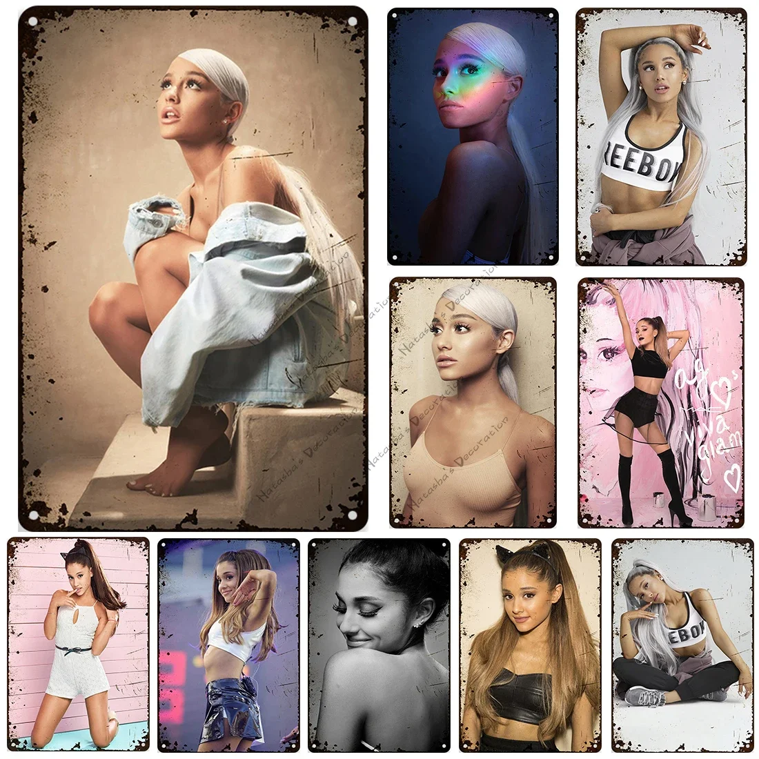 Ariana Grande Metal Signs Music Vintage Poster Rusty Retro Poster Home Man Cave Garage Club Industrial Decoration Metal Plate