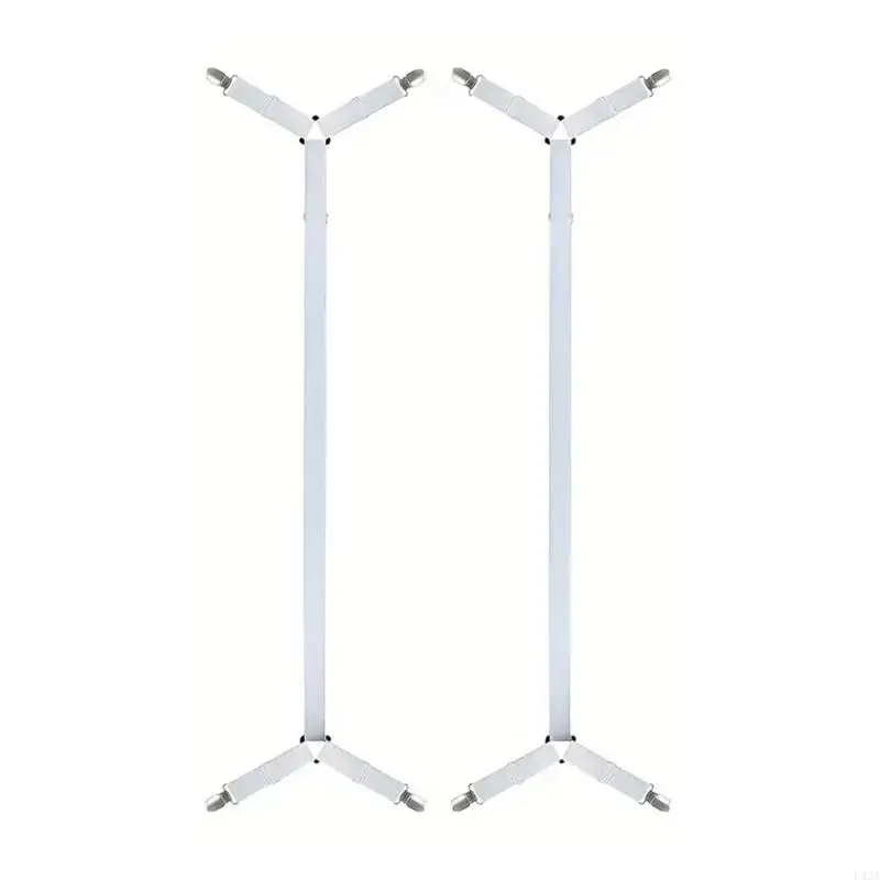 L43A 2 Piece Bed Sheet Fasteners Tensioners with Metal Clips Easy Installation Keep Bedding Neat On All Mattress Sizes