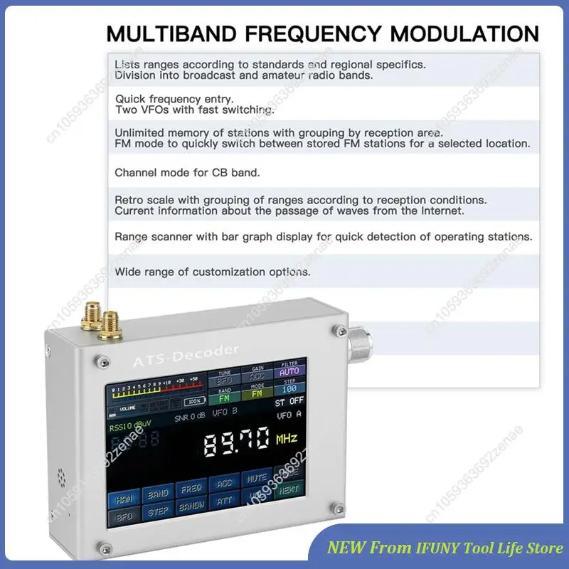 Para ATS-Decoder Mega SDR Radio AM FM SYNC SSB CW DIGI receptor versión mejorada de ATS25 Max-Decodificador pantalla a Color de 4 pulgadas nuevo