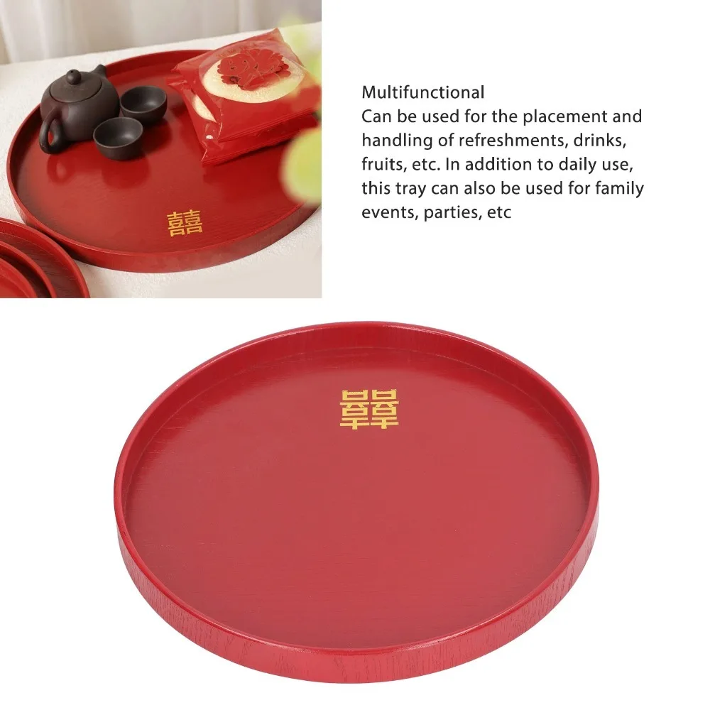 Traditional Wood Serving Tray Smooth Surface Solid Build Snack Plate Polished Practical Fruit Board Living Room