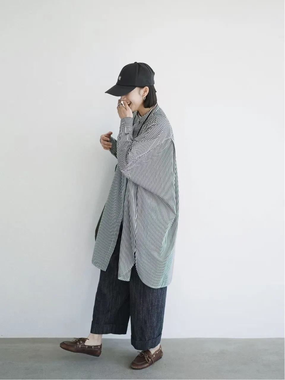 

Loose Batwing Sleeve Striped Shirt Japanese Style Casual Midi Shirt Spring Autumn New Style Women's Comfortable Breathable Co...