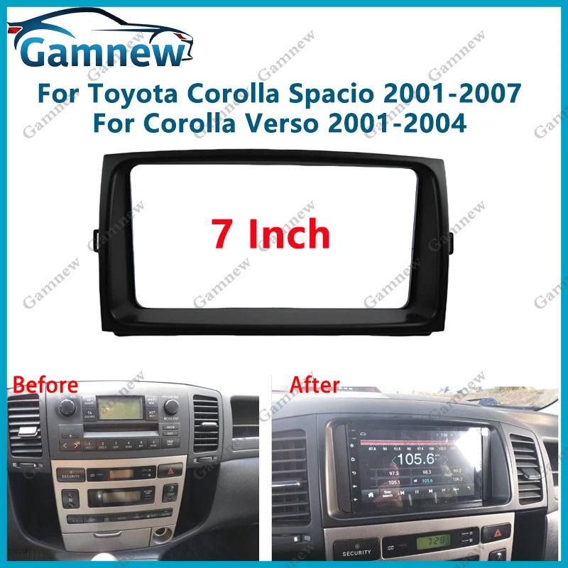 

7-дюймовая автомобильная панель радиоприемника 2DIN для Toyota Corolla Spacio 2001-2007 Corolla Verso 2001-2004, комплект рамы для установки Facia