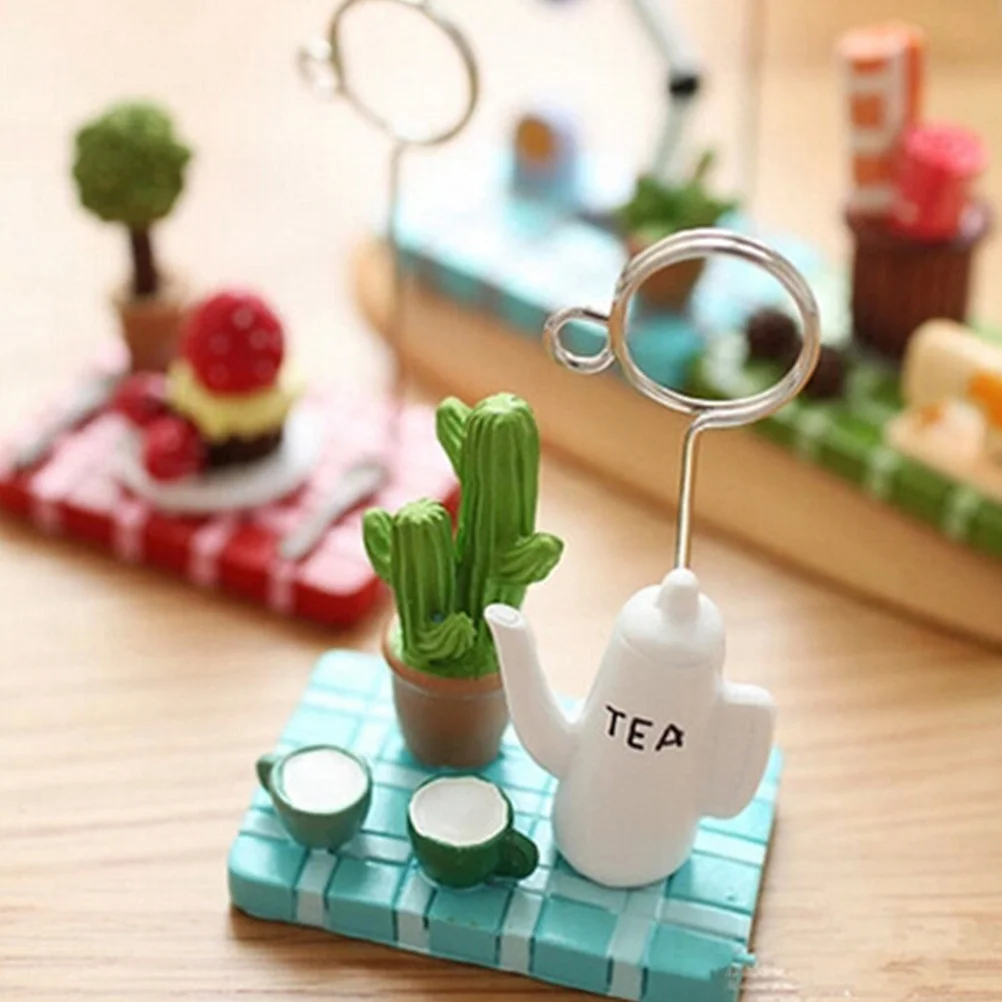 

2Pcs Teapot Shaped Photo Clips Decorative Bonsai Note Holders Creative Picture Clips for Home Office Craft Display
