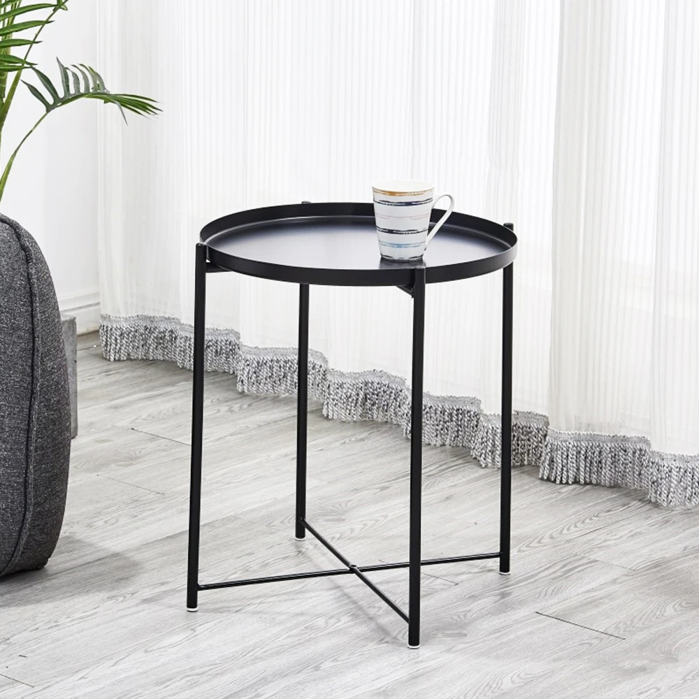 

Black Decoration Cheap Round Shape Side Tables for Living Room and Bed Rooms Modern Side Table for Metal Fold Coffee Table