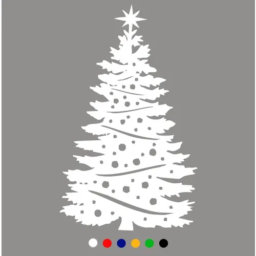 New Jargon Christmas Decorations Conifer Fancy Tree Sticker Decal-White