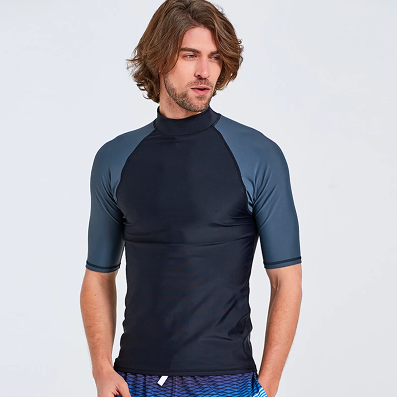 Hot summer Surf Rash Guards short sleeve T-shirt Swim Rashguard Man Surfing Clothing anti-UV Water Sports Gear Swimsuit M-4XL