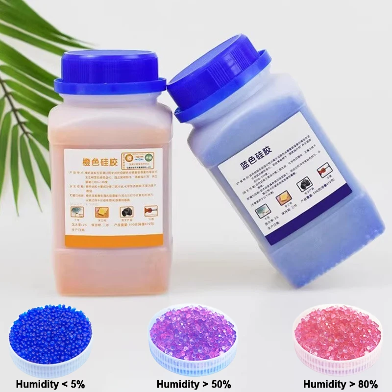 500g Blue/clear/orange Waterproof Reusable Silica Gel Beads Bottles Moisture Absorber Electronic Product Desiccant Dehumidifie