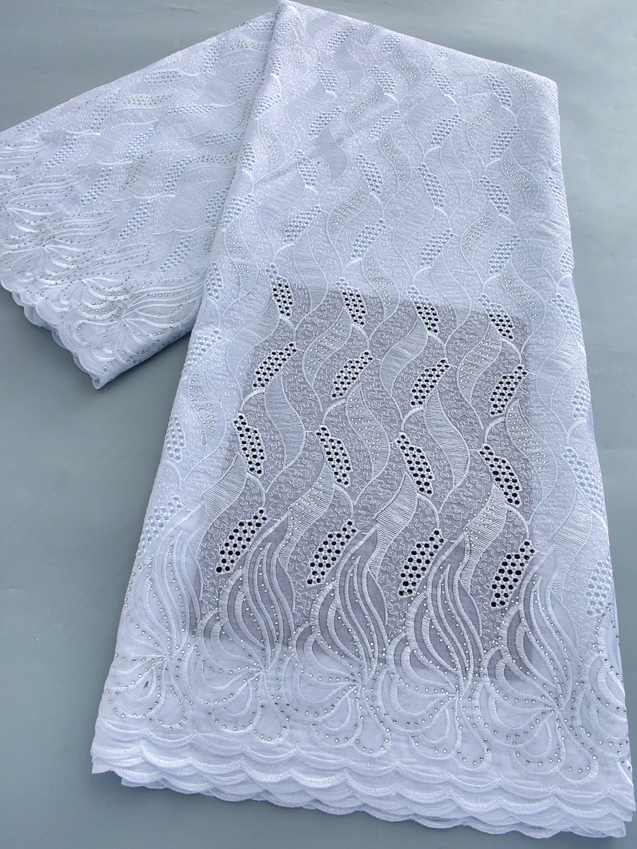 

African Lace Fabric 2026 French High Quality Nigerian Cotton Dry Lace Fabric Swiss Voile For Sewing lace Women DIY Dress 5 Yards