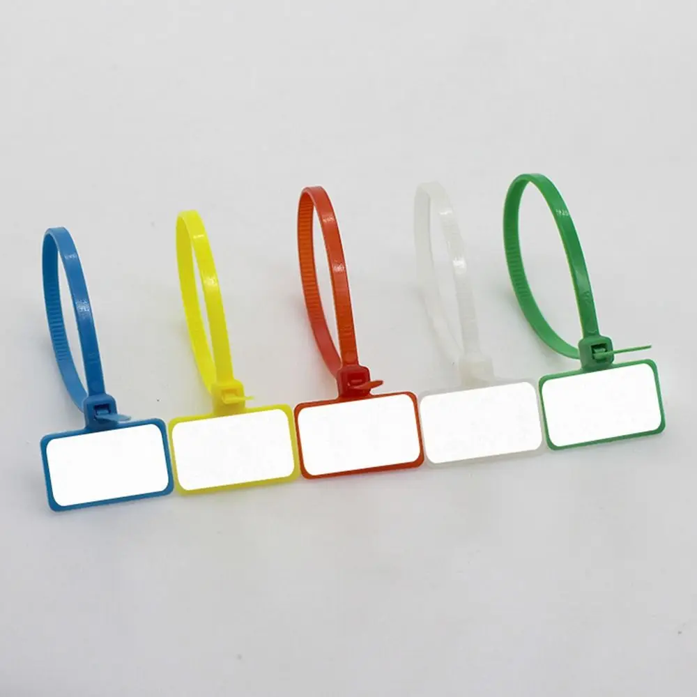 100pcs Strapping Tape Self-locking Zip Ties Markers Tag Labels Cable Ties Cable Tag Colorful Tag Nylon Ties