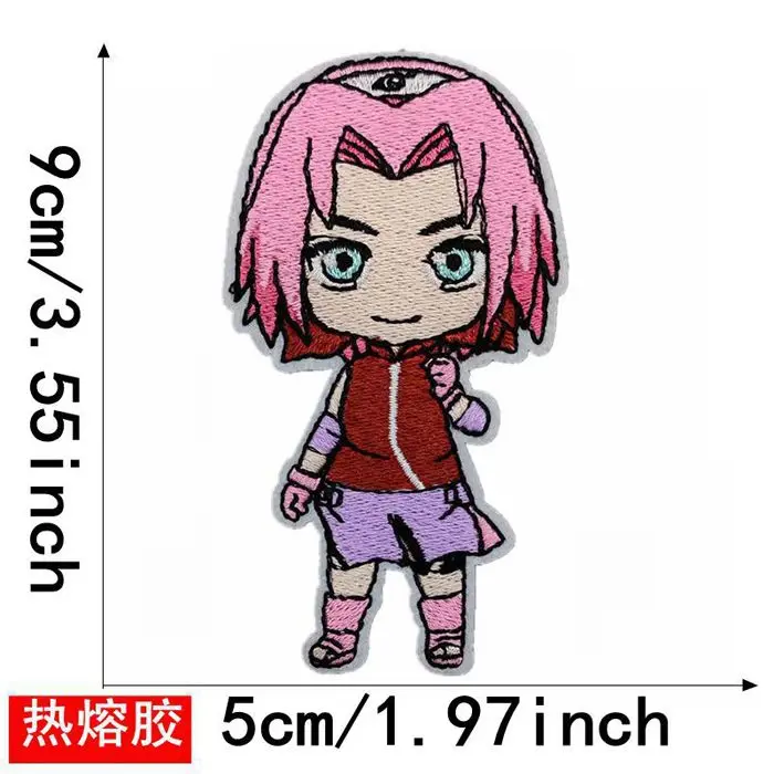 Uzumaki Naruto Uchiha Sasuke Haruno Sakura Anime Cartoon Muster Aufbügelbarer Bestickter Stoffaufnäher Personalisierter Kleidungsaufnäher – Detail 7