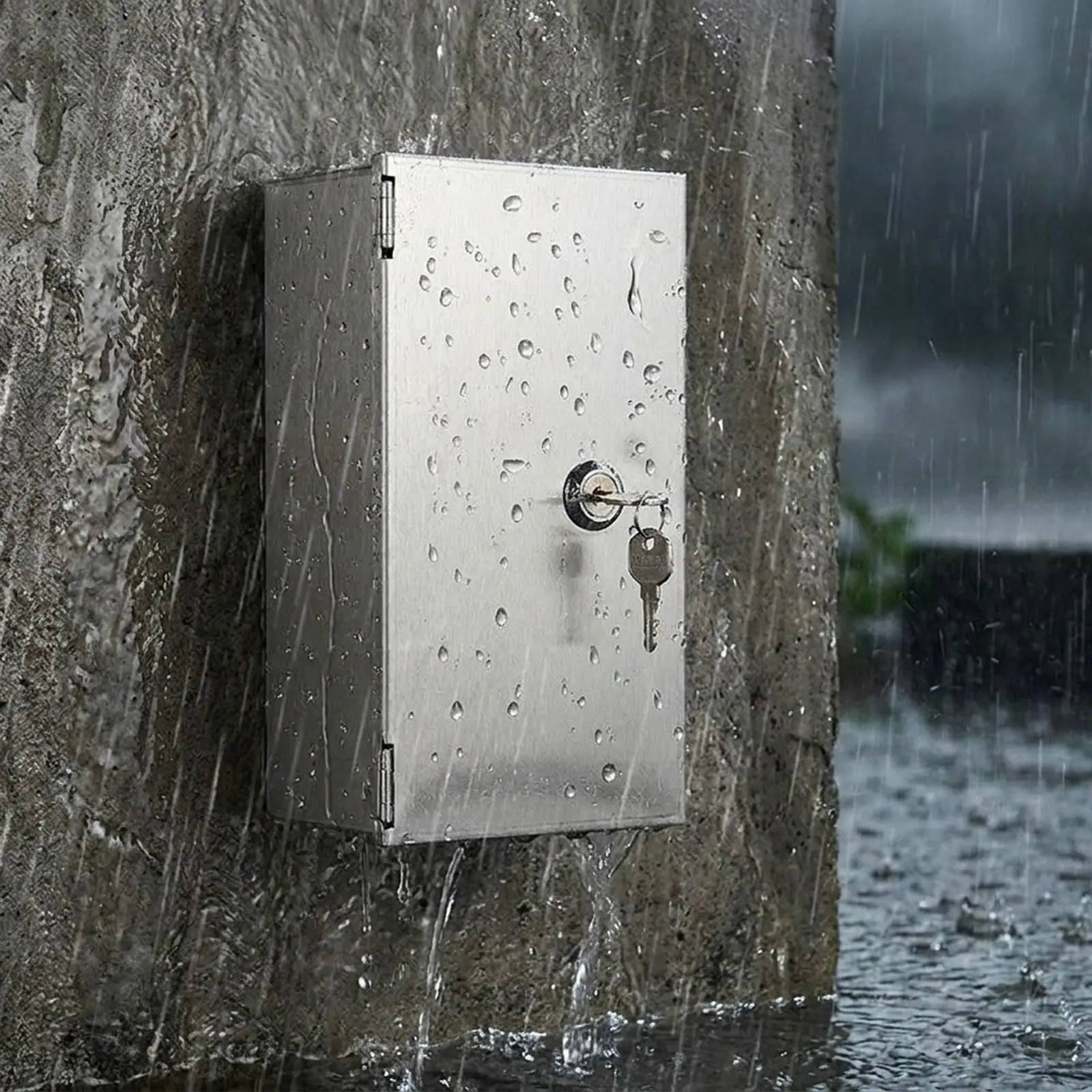 Weatherproof Electrical Outlet Protection Box Stainless Steel Lockable Safe Box for Outdoor Power Supply