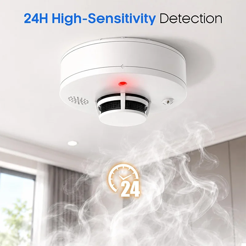Household Smoke Alarm Detector Mini Fire Smoke‑sensing Alert Sensor High‑sensitivity Fire‑warning Safety Device For House Safety
