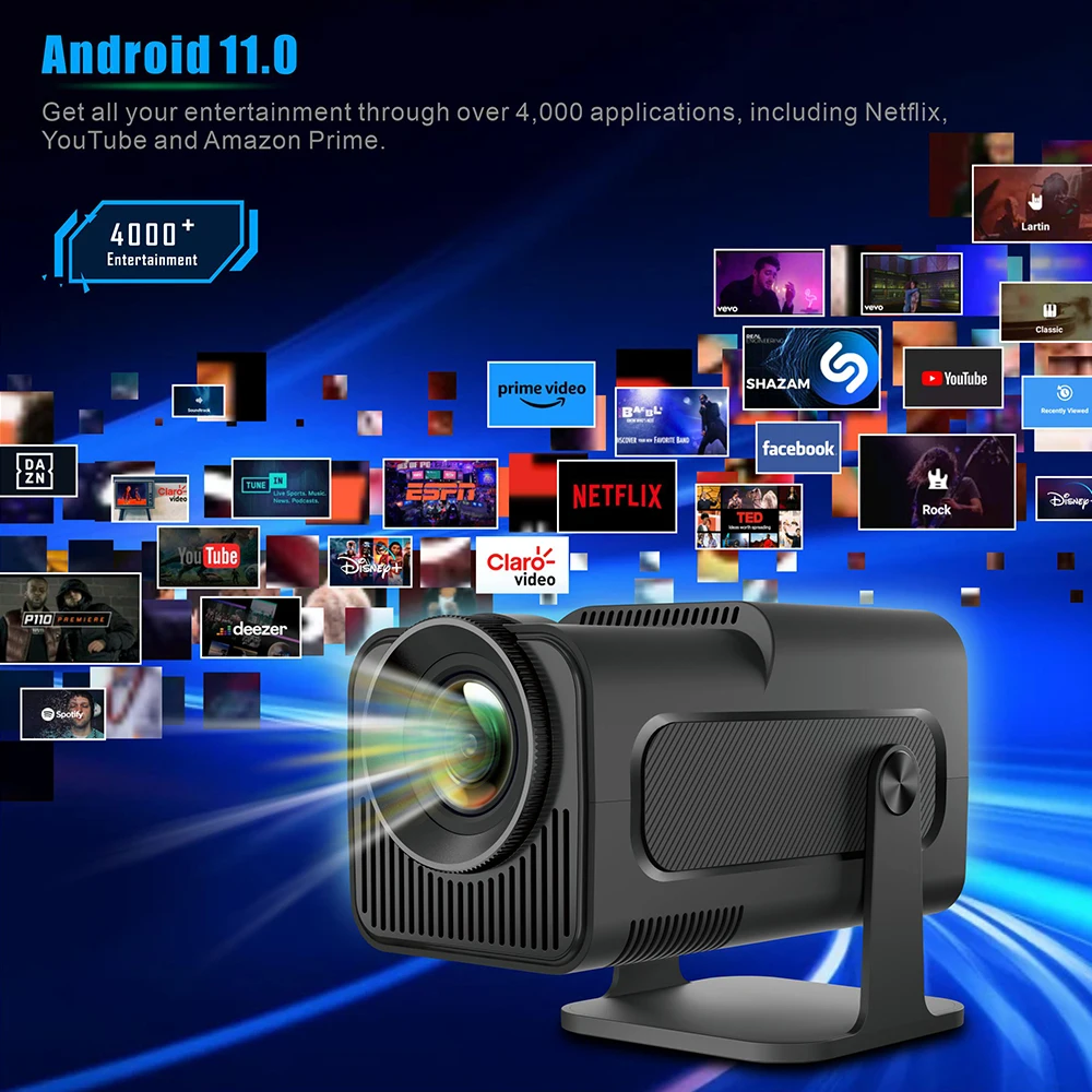 Умный проектор 4K для офиса на открытом воздухе, визуальное аудио изображение, Android 11, HD 1920x1080P, электронный домашний кинотеатр, портативный проектор HY320