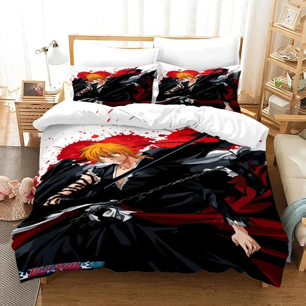 Anime Bleach Kurosaki Ichigo Bedding Set Double Twin King Duvet Cover Comforter Pillowcase Boys Girls Adults Bedroom