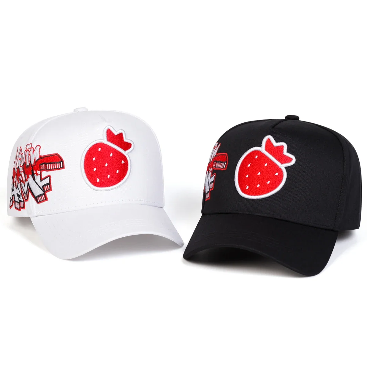 Unisex-Baseballmützen mit Erdbeer-Stickerei, für Frühling und Herbst, verstellbare Freizeithüte für den Außenbereich, Sonnenschutzhut, Sportmütze