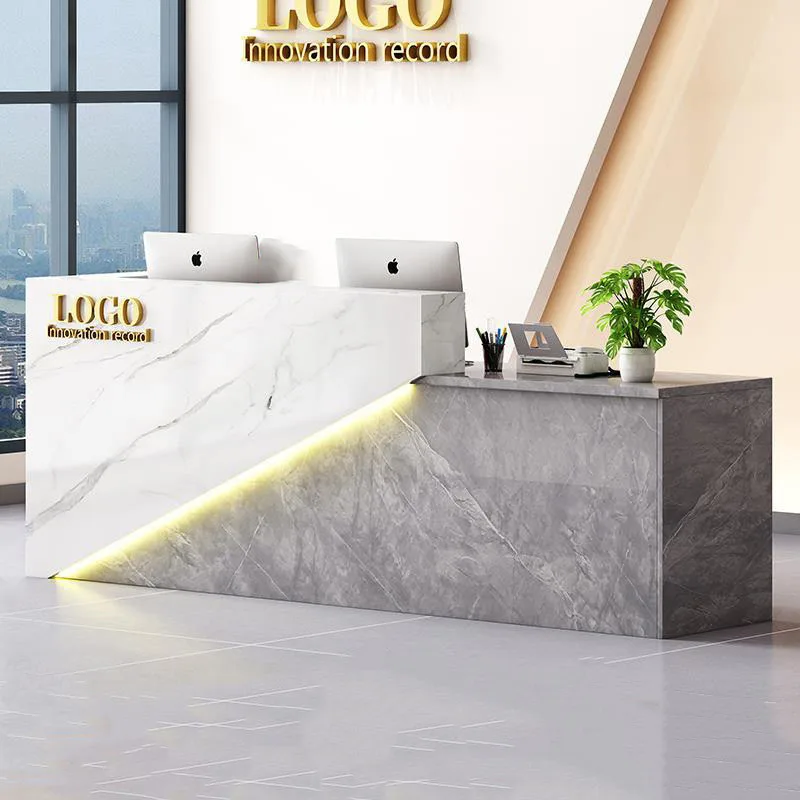 Trendy Nordic Reception Desk Salon Aesthetic Beauty Reception Desk Modern Vintage Office Display Bancone Commercial Furniture