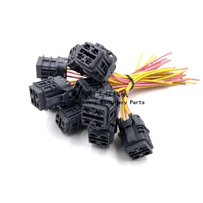 For Komatsu PC120 PC200 PC220 PC240 PC300-6 Throttle motor plug Four-wire male/female lug Excavator accessories