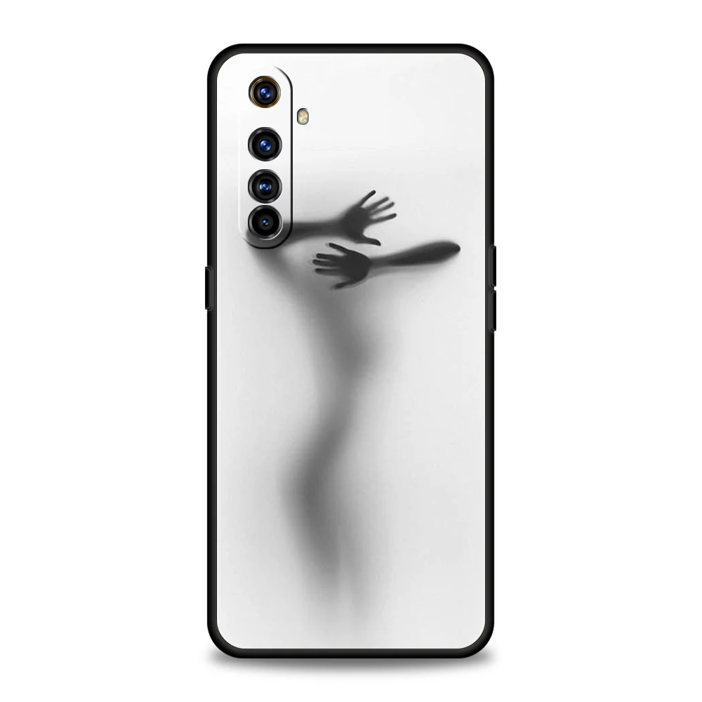 Weiches TPU für Realme 13 12 11 10 Pro Plus GT2 GT3 GT5 C67 C63 C55 C21 C25 C35 Pro stoßfeste Handyhülle Frau Silhouetten Schwarz