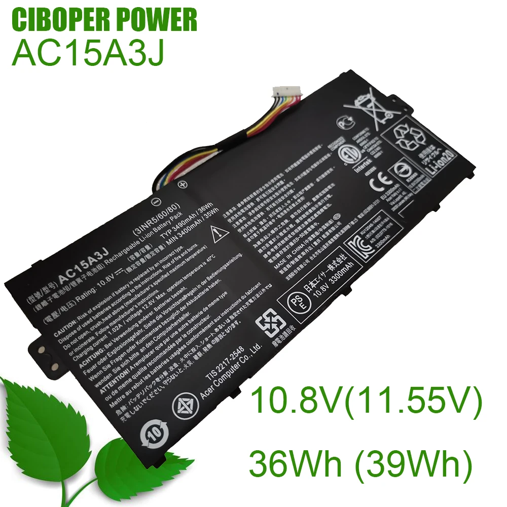 

CP Genuine Laptop Battery AC15A3J AC15A8J 36(39)Wh For Chromebook 11 C735 C738T CB3-131-C1CA R11 CB5-132T-C32M CB5-132T-C732